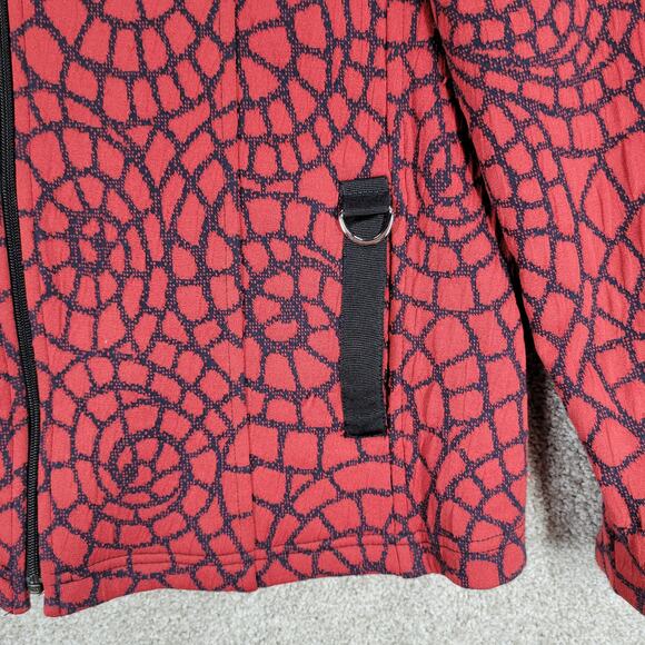 Vintage Rafael Sport Jacket Womens M Red‎ Black Printed Zip Up High Neck Pockets - Picture 5 of 15
